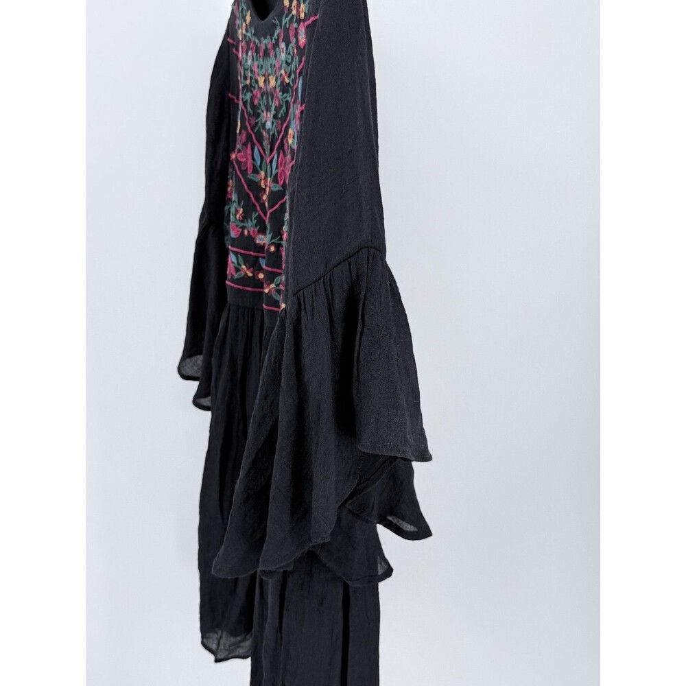 Boho Embroidered Babydoll Dress Black Cottagecore Flowy Fairy Style S - Picture 15 of 16